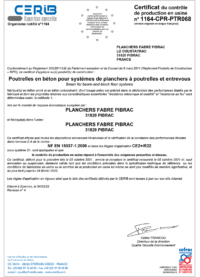 Certification planchers à poutrelles et entrevous Neo