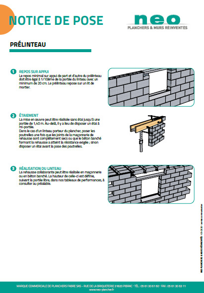 notice de pose prélinteau