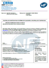 certification NF CERIB poutrelles Neo Pibrac