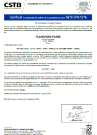 Certification Pibrac poutrelles Neo