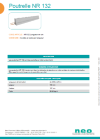 Fiche technique Poutrelle NR 132