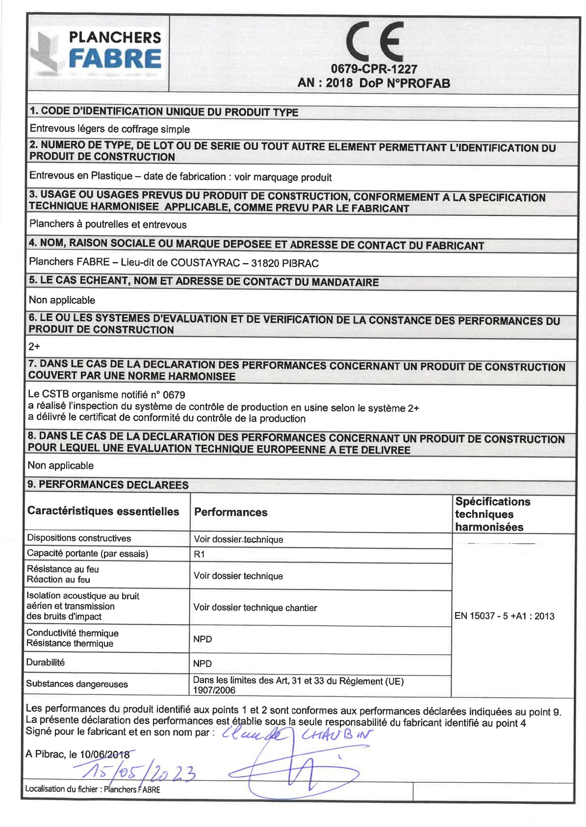 Certification DOP Plastivoute Neo