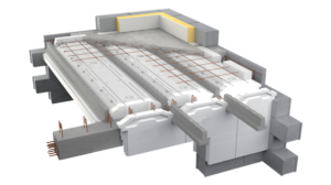 Plancher Fabrisol pour vide sanitaire accompagné des rupteurs de ponts thermiques de la boîte Neoset des rupteurs de refend Fabrirefend pour une isolation optimale et conforme
