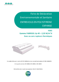 Fiche de Déclaration Environnementale et Sanitaire gamme d'entrevous Fabrisol