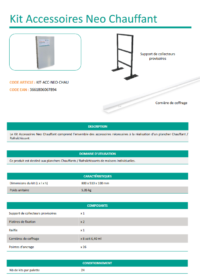 Fiche Technique Kit Accessoires Neo Chauffant : retrouvez touts les informations techniques du produit !