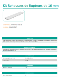 Fiche Technique Kit de Rehausses de rupteurs 16 mm : retrouvez touts les informations techniques du produit !