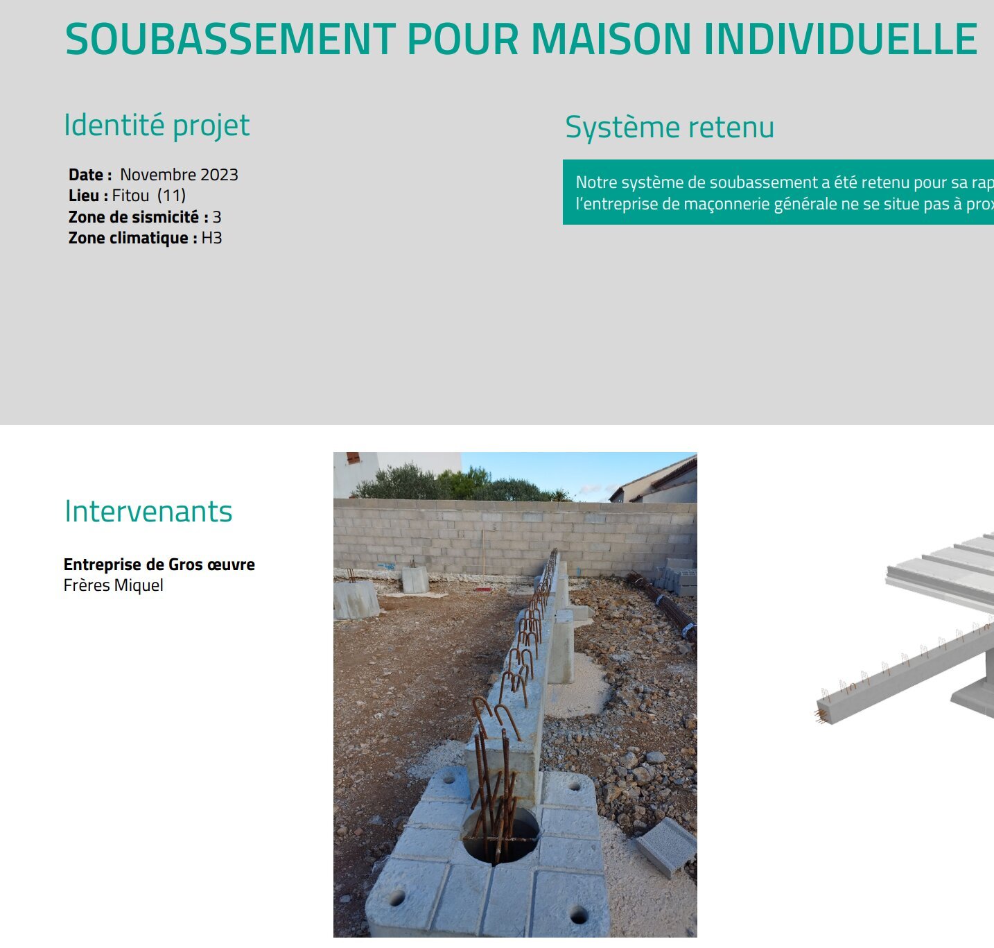 Fiche chantier référence Neo | soubassement béton